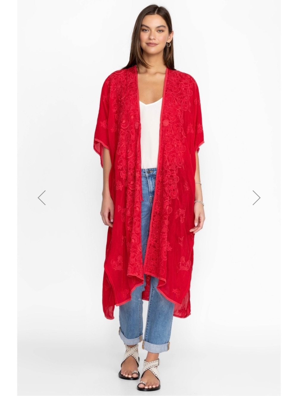 EUC Johnny Was Sea Georgia Kimono in Raspberry